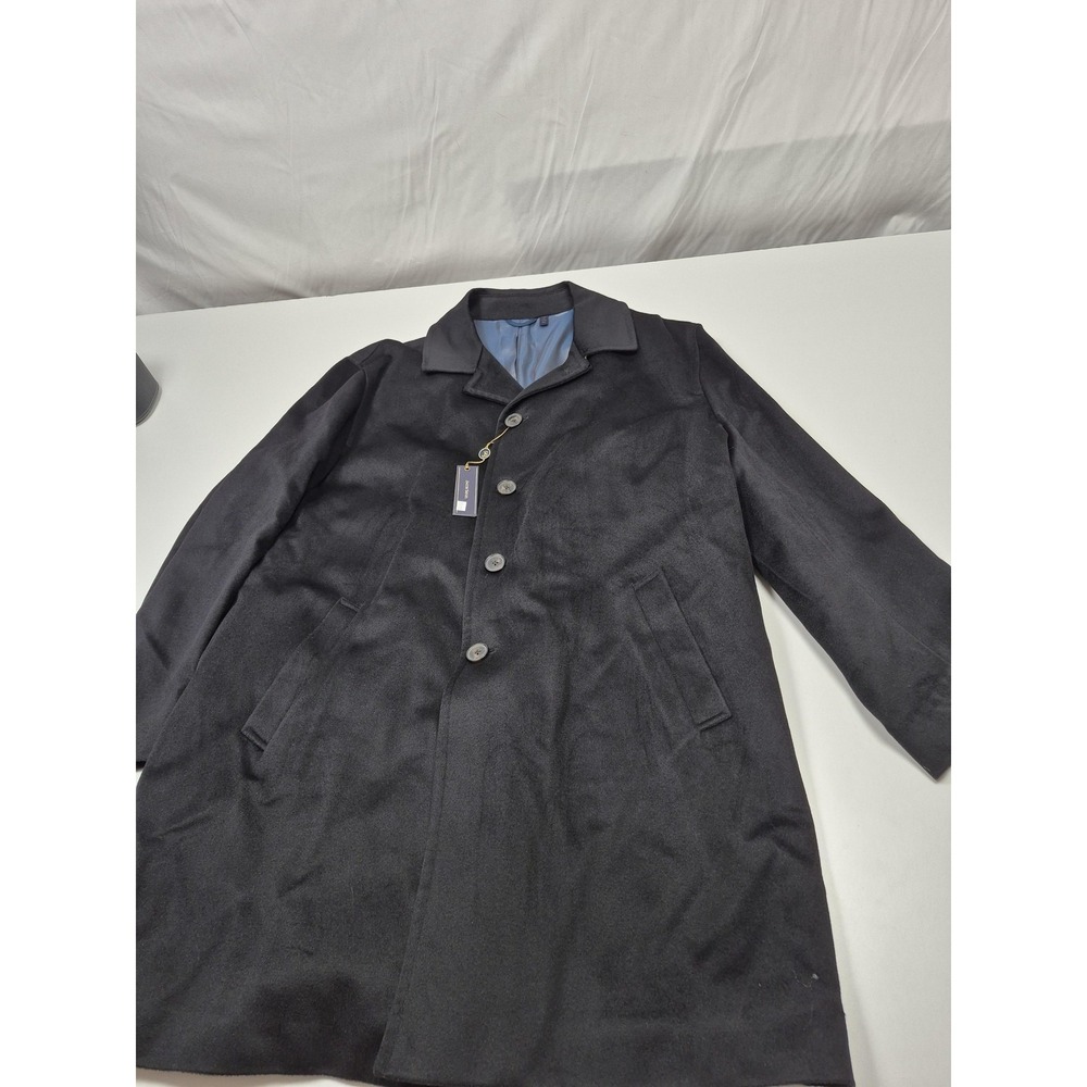 Jacob Siegel Coat Mens 50R Black Wool Loro Piana Storm System Overcoat
